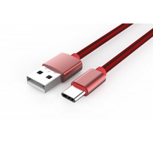 Оригинален USB кабел LDNIO Micro USB Cable LS-60 Type-C за Samsung, LG, HTC, Sony, Lenovo и други - червен / метален