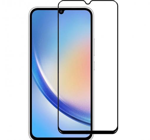 5D full cover Tempered glass Full Glue screen protector Samsung A05s / Извит стъклен скрийн протектор с лепило от вътрешната страна за Samsung A05s - черен кант
