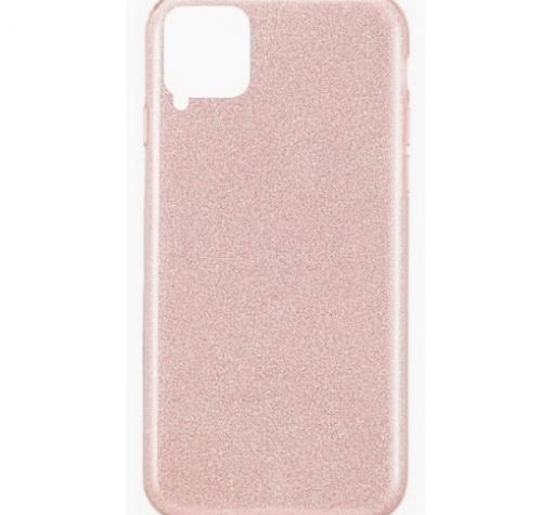 Силиконов калъф / гръб / TPU за Samsung A12 - розов / брокат