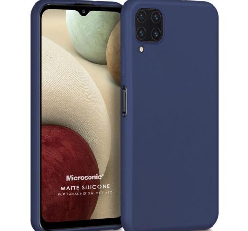 Силиконов калъф / гръб / TPU за Samsung A12 - тъмно син / мат