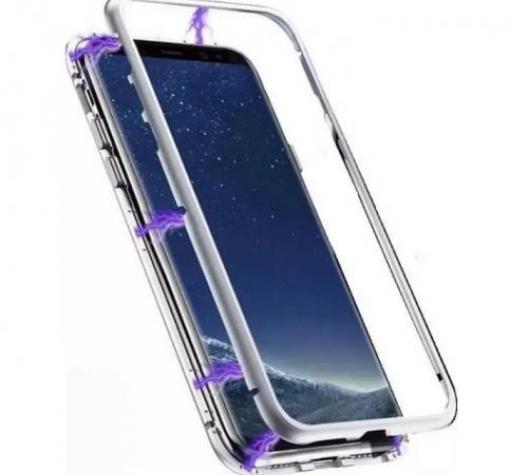 Магнитен калъф Bumper Case 360° FULL за Samsung A20s - прозрачен / сребриста рамка
