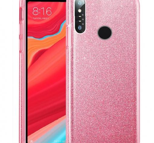 Силиконов калъф / гръб / TPU за Samsung A20s - розов / брокат