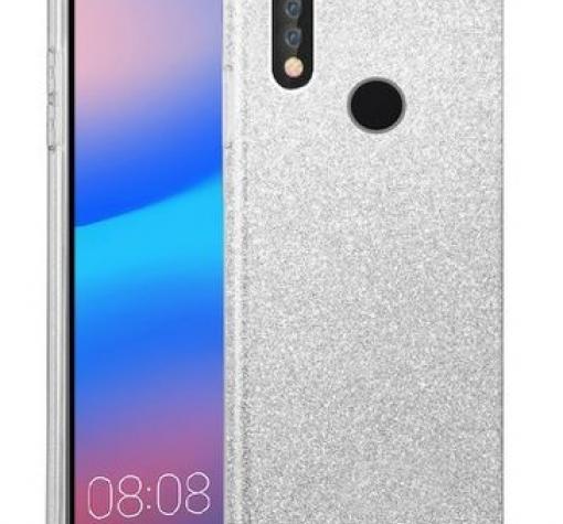 Силиконов калъф / гръб / TPU за Samsung A20s - сребрист / брокат