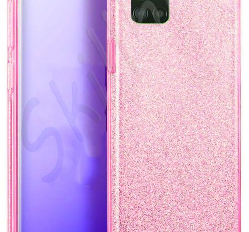 Силиконов калъф / гръб / TPU за Samsung A41 - розов / брокат