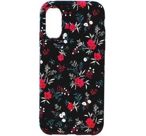 Силиконов калъф / гръб / TPU LUXO за Samsung A02s - цветя / черен