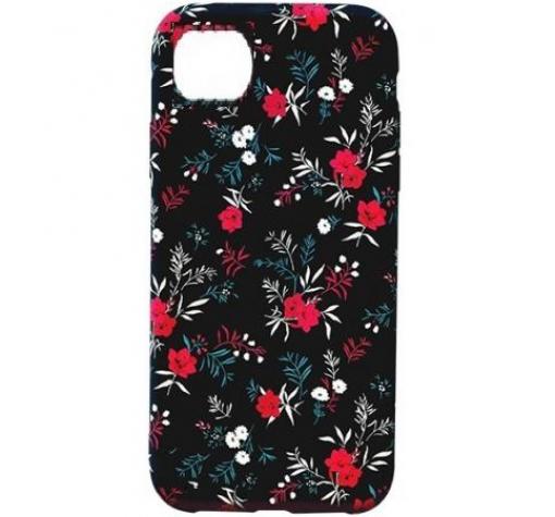 Силиконов калъф / гръб / TPU LUXO за Samsung A42 - цветя / черен