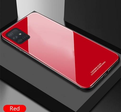 Луксозен стъклен твърд гръб за Samsung A41 – червен