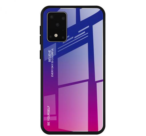 Луксозен стъклен твърд гръб за Xiaomi Redmi 9C – преливащ / синьо - лилаво