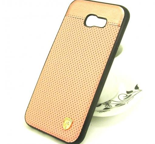 Луксозен кожен твърд гръб AIRBIRD със силиконов кант за Samsung A5 2017 A520 - Rose Gold / Grid