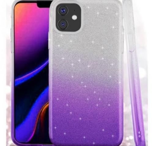 Силиконов калъф / гръб / TPU за Huawei P40 Lite - преливащ / сребристо и лилаво / брокат