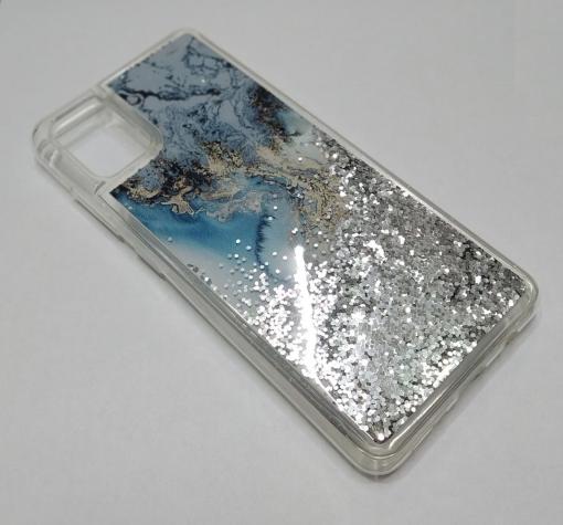 Луксозен силиконов калъф / гръб / tpu 3D Water Case за Samsung A51 - мрамор / сребрист брокат