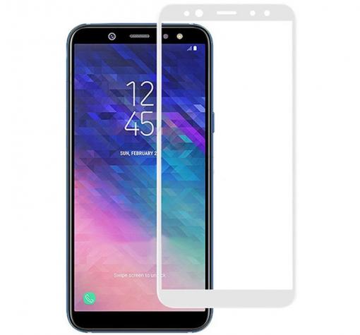 3D full cover Tempered glass screen protector Samsung A6 2018 A600F / Извит стъклен скрийн протектор Samsung A6 2018 A600F - бял