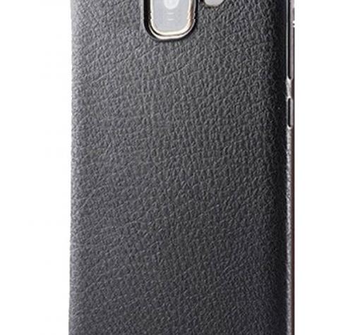 Луксозен силиконов калъф / гръб / TPU за Samsung A6 2018 A600 - черен / имитиращ кожа
