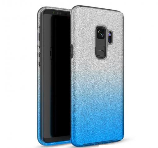 Силиконов калъф / гръб / TPU за Nokia 7 Plus - преливащ / сребристо и синьо / брокат