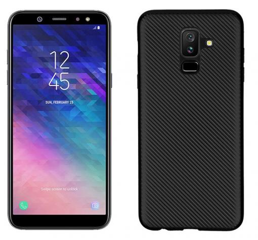 Силиконов калъф / гръб / TPU за Samsung A6 Plus 2018 - черен / Carbon