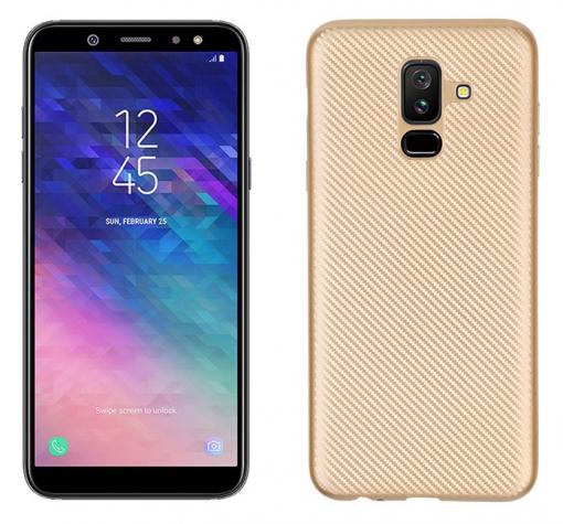 Силиконов калъф / гръб / TPU за Samsung A6 Plus 2018 - златист / Carbon