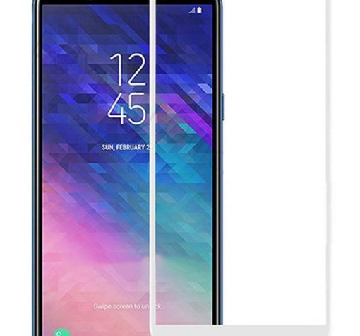 3D full cover Tempered glass screen protector Samsung A6 Plus 2018 / Извит стъклен скрийн протектор Samsung A6 Plus 2018 - бял