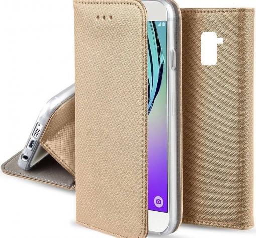 Кожен калъф Magnet Case със стойка за Samsung A8 2018 A530F - златист