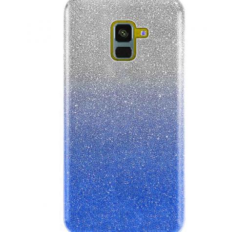 Силиконов калъф / гръб / TPU за Samsung J6 2018 - преливащ / сребристо и синьо / брокат