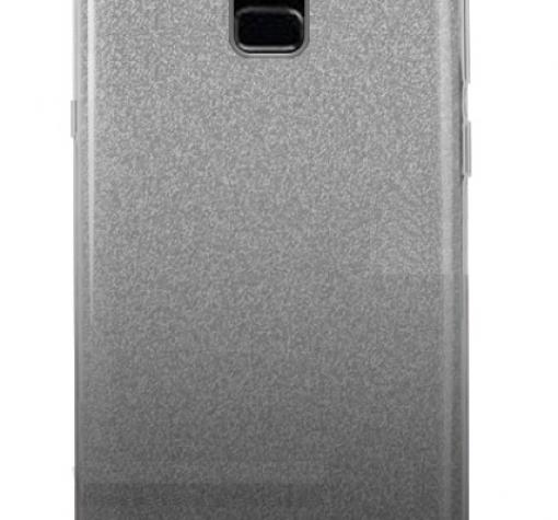 Силиконов калъф / гръб / TPU за Samsung A8 2018 A530F - преливащ / сребристо и черно / брокат