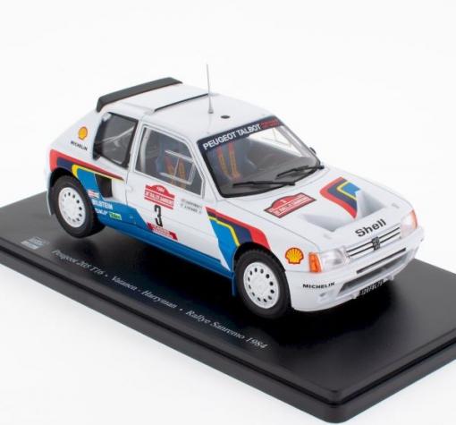 Метална кола Peugeot 205 Turbo 16 EVO 1 - Salonen-Harjanne - 1000 Lakes Rally 1985 - Hachette 1:24