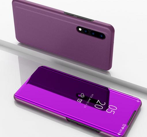 Луксозен калъф Clear View Cover с твърд гръб за Huawei P30 - лилав