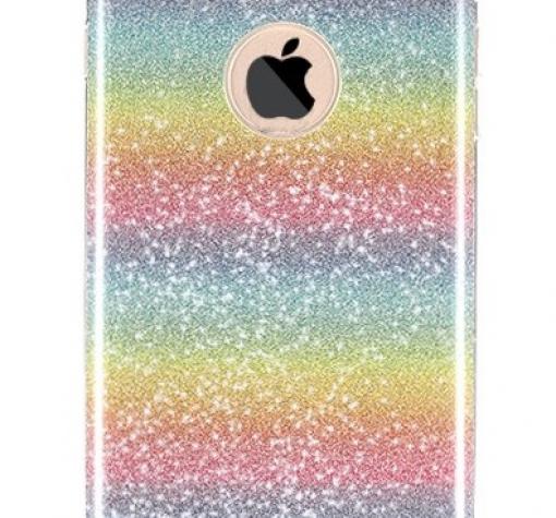 Оригинален гръб REMAX Glitter Rainbow за Apple iPhone 7 - многоцветен / брокат