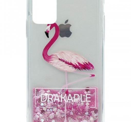 Луксозен твърд гръб 3D Water Case за Huawei Y5p - течен гръб с розов брокат / Drakaple