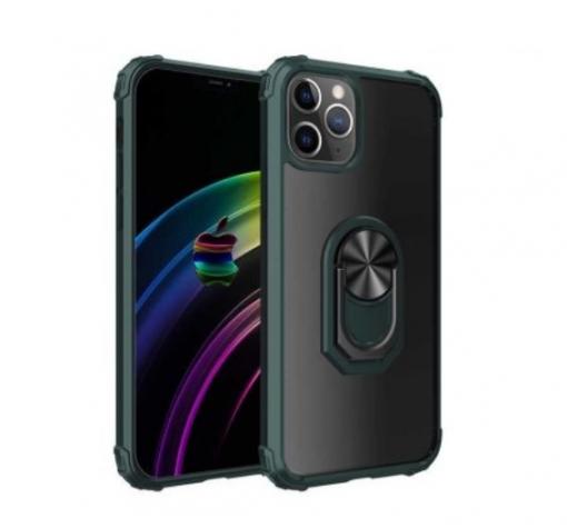 Удароустойчив гръб със стойка и магнитно захващане за Apple iPhone 12 / 12 Pro 6.1'' – прозрачен / зелен кант
