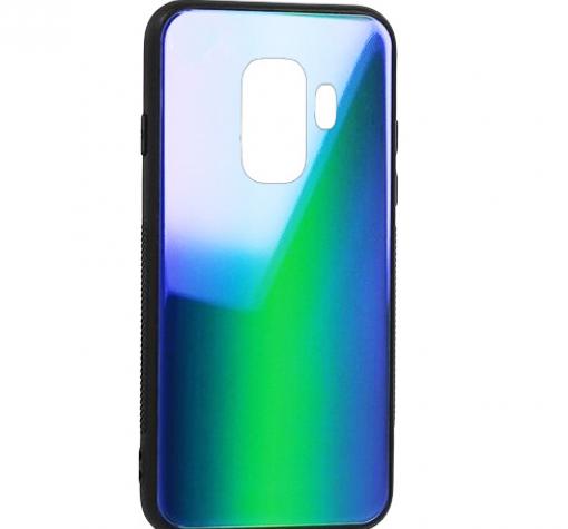Луксозен стъклен твърд гръб Vennus за Samsung S9 Plus G965 - преливащ / синьо и зелено