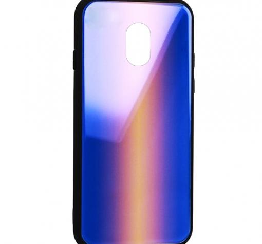 Луксозен стъклен твърд гръб Vennus за Samsung J7 2017 J730 - синьо и златисто