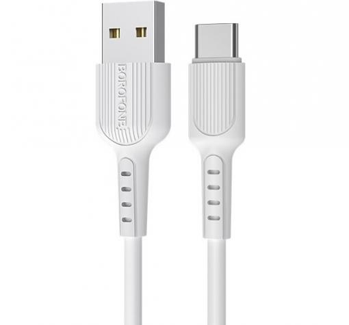 USB кабел за зареждане и пренос на данни / Type C USB кабел BOROFONE BX16 1m. FAST - бял