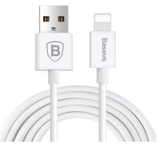 Оригинален USB кабел BASEUS за зареждане и пренос на данни 2в1 2m за Apple iPhone 7 / iPhone 8 / iPhone 7 Plus / iPhone 8 Plus / iPhone X - бял
