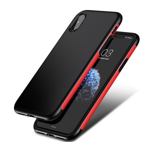 Оригинален гръб Baseus Bumper Case за Apple iPhone X - черен с червен кант