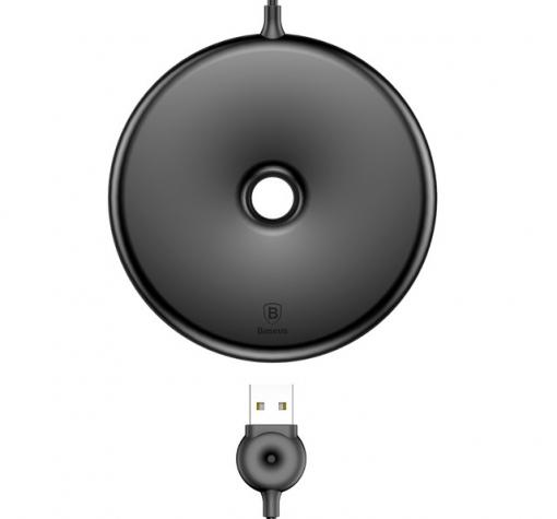 Оригинално универсално зарядно за безжично захранване BASEUS Donut 220V / Fast Wireless Charger Qi Standard - черно