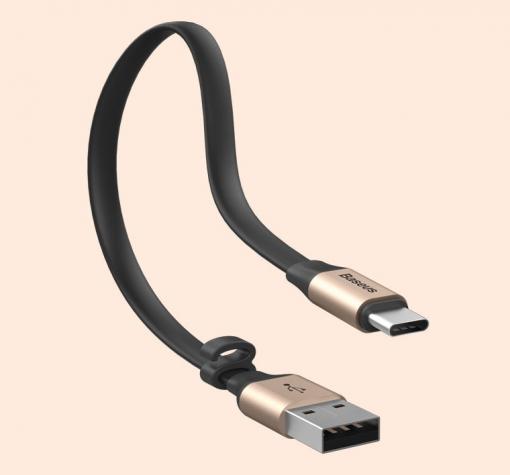 Data cable BASEUS CATMBJ-0V NIMBLE Type-C Portable 23cm - черен / златист