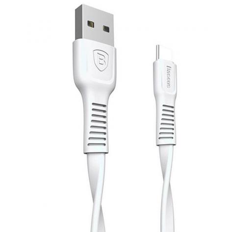 Оригинален USB кабел BASEUS Tough Series 2A Type-C за зареждане и пренос на данни 2в1 1m за Samsung, Huawei, Sony, Xiaomi, Nokia, LG, Lenovo, HTC, Alcatel и др. - бял
