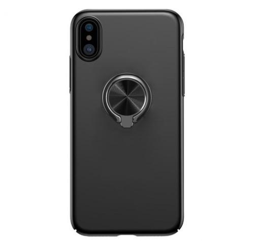 Луксозен силиконов гръб със стойка FSHANG Ring Case за Apple iPhone X - черен