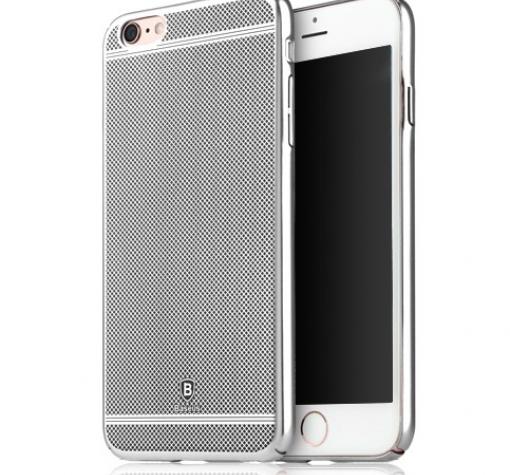 Луксозен твърд гръб BASEUS Glory Series за Apple iPhone 6 / iPhone 6S - черен със сребриста мрежа