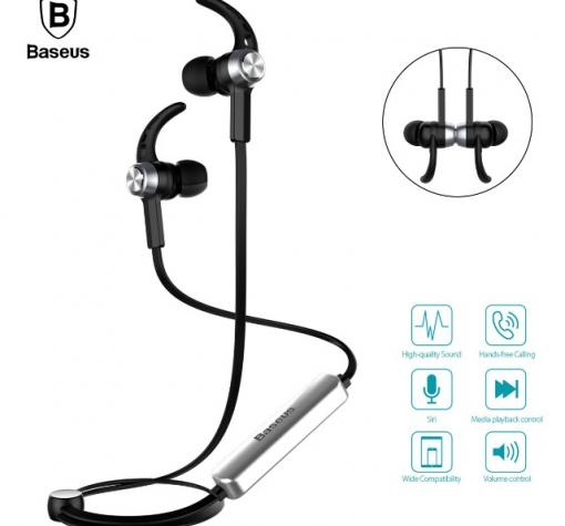 Bluetooth магнитна слушалка с микрофон / Baseus Licolor Magnet Bluetooth Wireless In-ear Earphone Headset Mic - черени