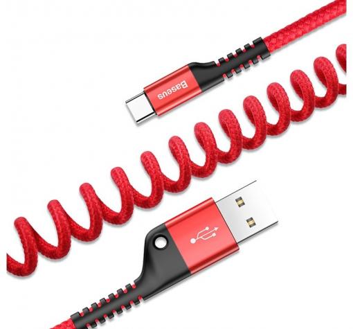 Оригинален USB кабел BASEUS Fish Eye Type-C за зареждане и пренос на данни - червен