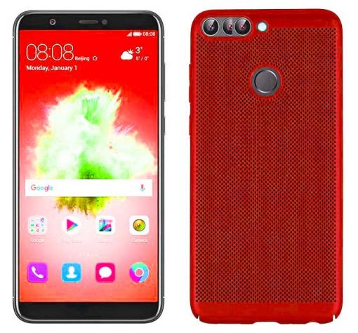 Луксозен твърд гръб за Huawei Y7 2018 / Y7 2018 Prime - червен / Grid