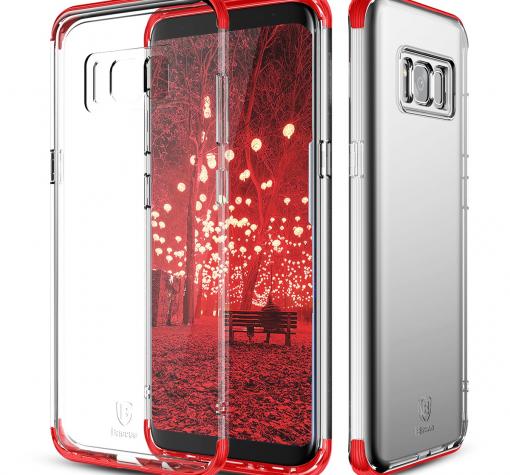 Оригинален гръб Baseus Armor Case за Samsung S8 G950 - прозрачен / червен кант