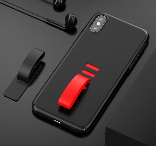 Луксозен гръб Baseus Little Tail Finger Grip Ring Holder за Apple iPhone X / iPhone XS - черен с червено