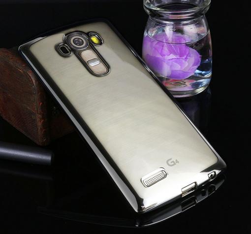 Луксозен силиконов калъф / гръб / TPU за LG G4 - прозрачен / черен кант