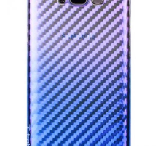 Луксозен силиконов калъф / гръб / TPU за Samsung S8 Plus G955 - преливащ / златисто със синьо / carbon
