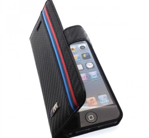 Оригинален кожен калъф Flip тефтер BMW за Apple iPhone 6 4.7" - черен / Carbon — снимка 4