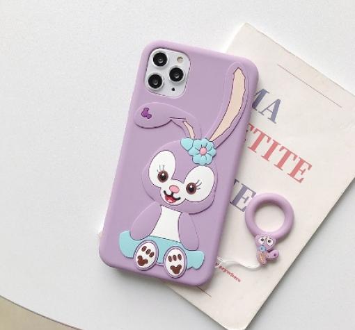 Силиконов калъф / гръб / TPU 3D за Apple iPhone 6 / iPhone 7 / iPhone 8 / iPhone SE2 2020 - Cartoon Duffy Rabbit / лилав