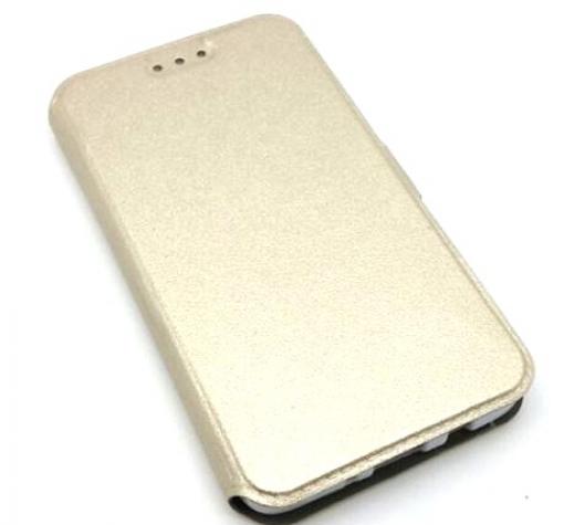 Кожен калъф Flip тефтер със стойка за Xiaomi Redmi 5 Plus - златист / Flexi