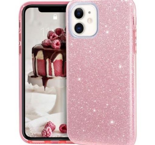 Силиконов калъф / гръб / TPU за Apple iPhone 12 Pro Max 6.7" - розов / брокат